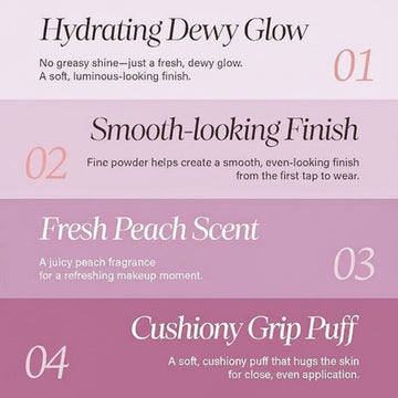 Assemble K - Play .Try .Glow Water Glow Daily Cushion in 21N Light Beige, featuring hydrating dewy glow, smooth finish, fresh peach scent, and cushiony grip puff.