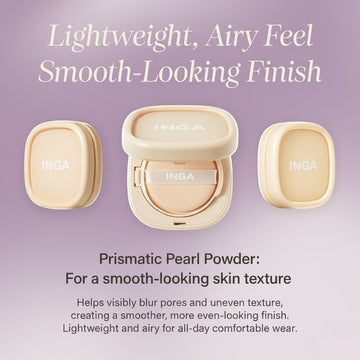 Assemble K - Play .Try .Glow INGA Water Glow Daily Cushion in 21N Light Beige, compact and open case with puff.