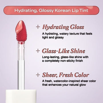 Assemble K - Play .Try .Glow Water Glow Lip Tint in Rosy Rose, a hydrating, glossy Korean lip tint with a sheer, fresh color.