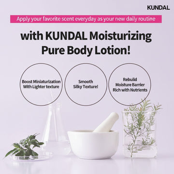 KUNDAL Acacia Moringa Moisturizing Pure Body Lotion, 500ml, with aloe, honey, macadamia extracts, anti-aging, brightening, dewy finish.