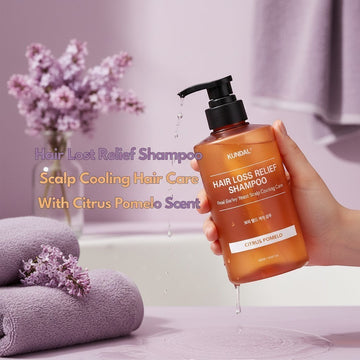 Assemble K - Play .Try .Glow KUNDAL Hair Loss Relief Shampoo with Citrus Pomelo scent, 500ml. For scalp cooling hair care.