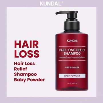 Assemble K - Play .Try .Glow KUNDAL Hair Loss Relief Shampoo 500ml in Baby Powder scent, intensive scalp care with caffeine.