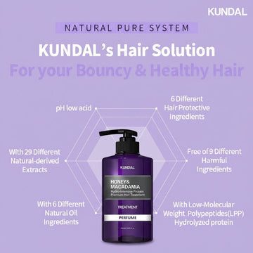 Assemble K - Play .Try .Glow KUNDAL Honey & Macadamia Protein Hair Treatment, 500ml bottle with pump, for bouncy & healthy hair.