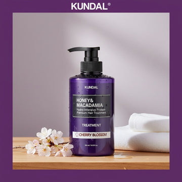 Assemble K - Play .Try .Glow KUNDAL Honey & Macadamia Hydro-Intensive Protein Premium Hair Treatment in Cherry Blossom scent, 500ml.