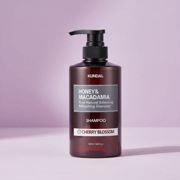 Assemble K - Play .Try .Glow KUNDAL Honey & Macadamia Cherry Blossom Shampoo, 500ml. Natural balancing formula for all hair types.