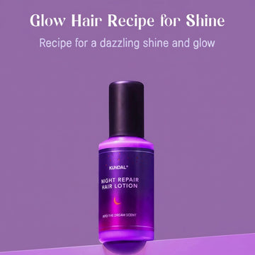 Assemble K - Play .Try .Glow Kundal Night Repair Hair Lotion in Into The Dream Scent, 100ml, purple bottle with black cap, for hair repair and shine.