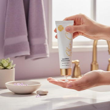 Assemble K - Play .Try .Glow Skinterior Step 4 Lecithin Plant Cream dispensed onto hand for application. Hydrating and nourishing.
