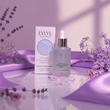 Assemble K - Play .Try .Glow LYLYL Calming Recovery Ampoule with chamomile flower water for soothing and moisturizing.