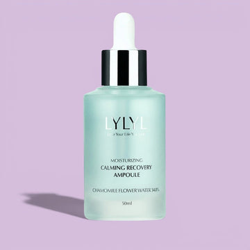 Assemble K - Play .Try .Glow LYLYL Calming Recovery Ampoule with chamomile flower water for soothing and moisturizing.