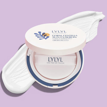 Assemble K - Play .Try .Glow LYLYL Coral Centella Sun Cushion with SPF 50+ PA++++, cooling & soothing effect.