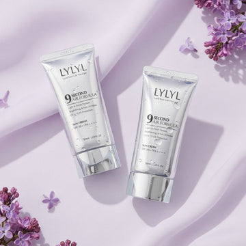 Assemble K - Play .Try .Glow LYLYL 9 Second Air Formula Sun Cream, lightweight, non-clumping, no white cast.