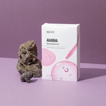 Assemble K - Play .Try .Glow NACIFIC AHA BHA Balancing Mask Pack, 10 x 30g treatments for exfoliation and skin balancing.