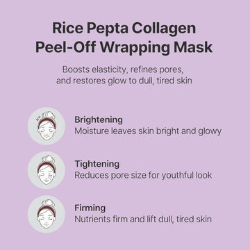 Assemble K - Play .Try .Glow Rice Pepta Collagen Peel-Off Wrapping Mask brightens, tightens, and firms skin.