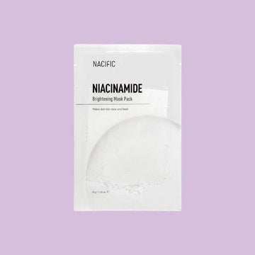 Assemble K - Play .Try .Glow Niacinamide Brightening Mask Pack with serum droplet. Vegan, hydrating, and brightening sheet mask.