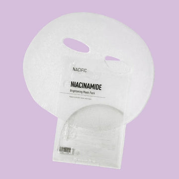 Assemble K - Play .Try .Glow Niacinamide Brightening Mask Pack with serum droplet. Vegan, hydrating, and brightening sheet mask.