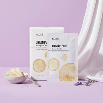 Assemble K - Play .Try .Glow NACIFIC Origin Peptide Reviving Sheet Mask with peptide complex for skin firming and moisture.