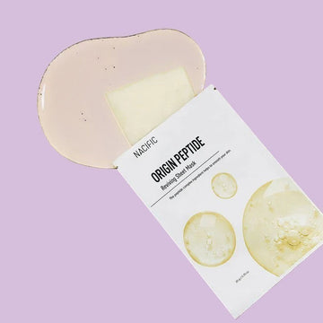 Assemble K - Play .Try .Glow NACIFIC Origin Peptide Reviving Sheet Mask with peptide complex for firming and smoothing skin.