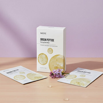 Assemble K - Play .Try .Glow NACIFIC Origin Peptide Reviving Sheet Mask with peptide complex for firming and smoothing skin.