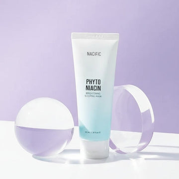 Assemble K - Play .Try .Glow Phyto Niacin Brightening Sleeping Mask tube with a light blue gradient.