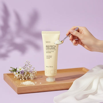Assemble K - Play .Try .Glow NACIFIC Rice Pepta Collagen Sherbet Cleansing Balm 80g for deep cleansing, pore purifying, and glow skin.