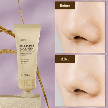 Assemble K - Play .Try .Glow NACIFIC Rice Pepta Collagen Sherbet Cleansing Balm for deep pore cleansing and glowy skin.