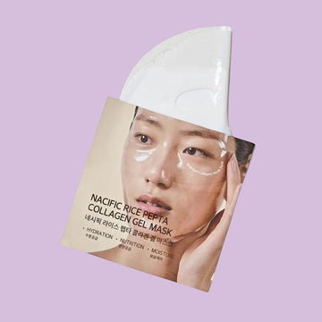 Assemble K - Play .Try .Glow NACIFIC Rice Pepta Collagen Gel Mask for hydration, nutrition, and moisture.