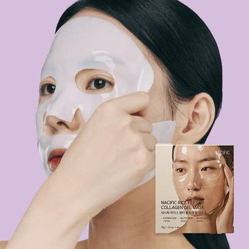 Assemble K - Play .Try .Glow NACIFIC Rice Pepta Collagen Gel Mask for hydration, nutrition, and moisture.