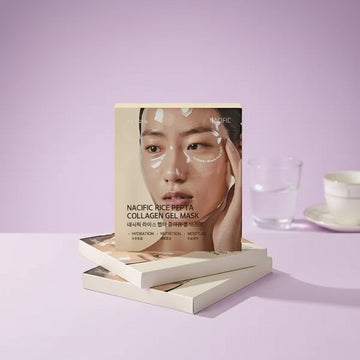 Assemble K - Play .Try .Glow NACIFIC Rice Pepta Collagen Gel Mask for hydration, nutrition, and moisture.