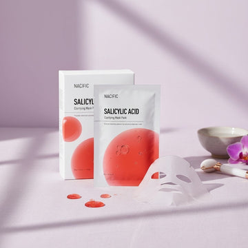 Assemble K - Play .Try .Glow NACIFIC Salicylic Acid Clarifying Mask Pack with BHA, soothes skin, clears pores, and brightens complexion.