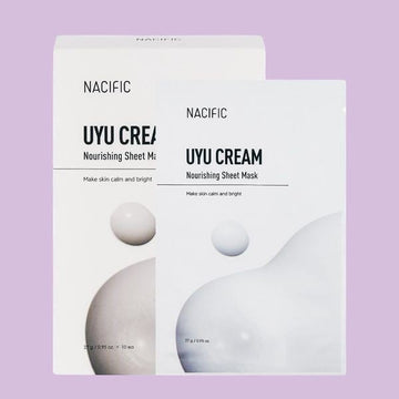 Assemble K - Play .Try .Glow NACIFIC Uyu Cream Nourishing Sheet Mask with milk extract, ceramides, and niacinamide for hydration.