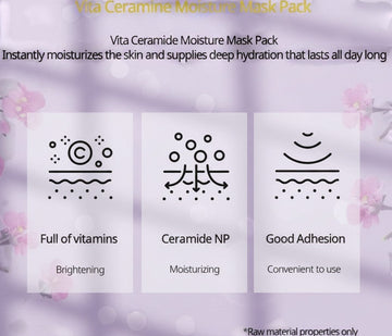 Assemble K - Play .Try .Glow Vita Ceramide Moisture Mask Pack with vitamins for brightening and ceramide for moisturizing.