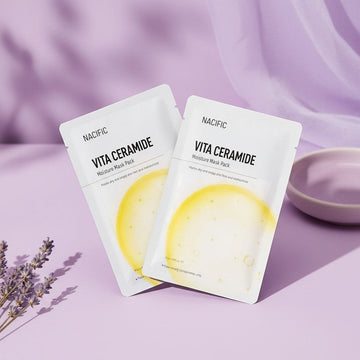 Assemble K - Play .Try .Glow NACIFIC Vita Ceramide Moisture Mask Pack with Vitamin C and Ceramide for brightening and elasticity. Bamboo sheet.