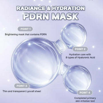 Assemble K - Play .Try .Glow PDRN Brightening Tone-UP Daily Mask with Niacinamide and 8 types of Hyaluronic Acid on a thin Lyocell sheet.