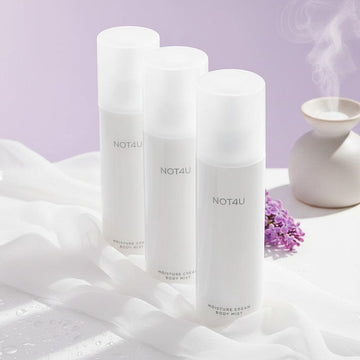 Assemble K - Play .Try .Glow NOT4U Moisture Cream Body Mist, a hydrating Korean skincare mist for soft, supple skin.