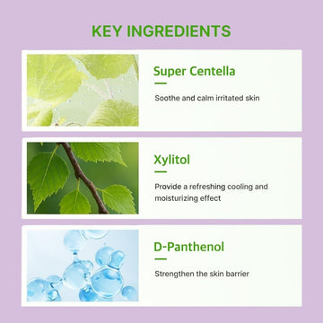 Assemble K - Play .Try .Glow Papa Recipe Real Centella Cica Daily Quick Cooling Mask packaging with tongs and centella leaves.