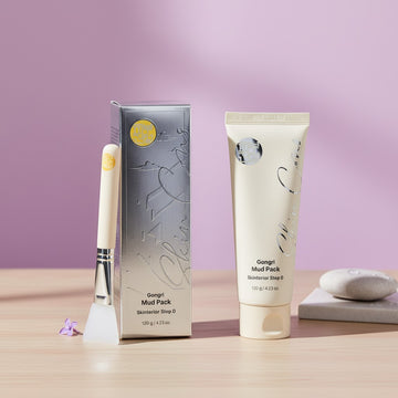 Assemble K - Play .Try .Glow Skinterior Step 0 Gongri Mud Pack with applicator brush. Deeply cleanses pores, exfoliates, and balances skin.