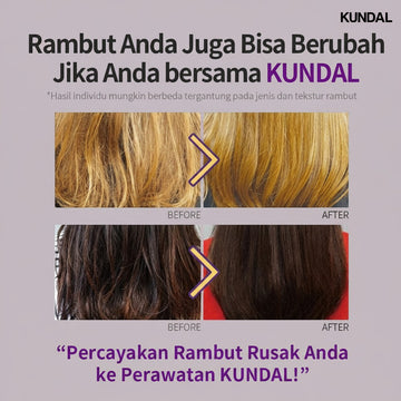 Assemble K - Play .Try .Glow KUNDAL Acacia Moringa hair serum before and after comparison showing improved shine and texture.