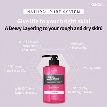 Assemble K - Play .Try .Glow KUNDAL Honey & Macadamia Body Lotion Acacia Moringa 500ml, dewy hydration, anti-aging, brightening, non-sticky.