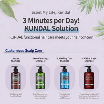 Assemble K - Play .Try .Glow KUNDAL Scalp Care and Caffeine Shampoo in White Musk, 500ml bottle, for hair loss and thinning.