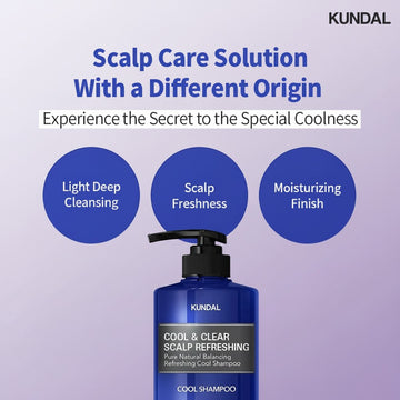 Assemble K - Play .Try .Glow Kundal Cool & Clear Scalp Refreshing Shampoo bottle with aqua mint scent for cleansing and freshness.