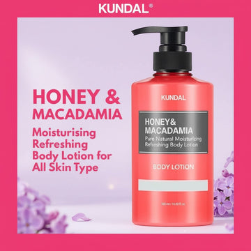 Assemble K - Play .Try .Glow KUNDAL Honey & Macadamia Moisturising Refreshing Body Lotion 500ml, pure natural, for all skin types.