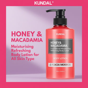 Assemble K - Play .Try .Glow KUNDAL Honey & Macadamia Moisturising Refreshing Body Lotion in Acacia Moringa scent, 500ml.