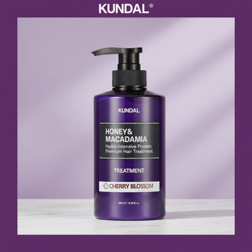 Assemble K - Play .Try .Glow KUNDAL Honey & Macadamia Hydro-Intensive Protein Premium Hair Treatment in Cherry Blossom scent, 500ml.