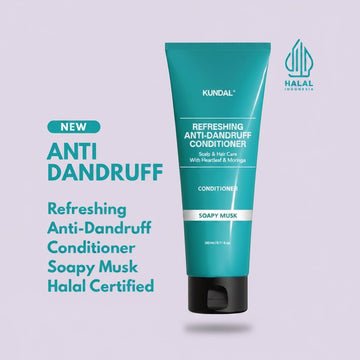 Assemble K - Play .Try .Glow Kundal Refreshing Anti-Dandruff Conditioner, Soapy Musk scent, 240ml. Halal Certified.