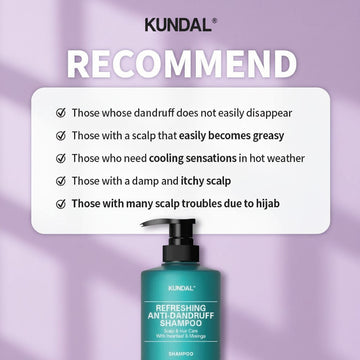 Assemble K - Play .Try .Glow Kundal Refreshing Anti-Dandruff Shampoo 500ml, teal bottle with pump, for dandruff and oily scalp.