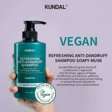 Assemble K - Play .Try .Glow Kundal Refreshing Anti-Dandruff Shampoo 500ml in Soapy Musk scent, vegan certified.