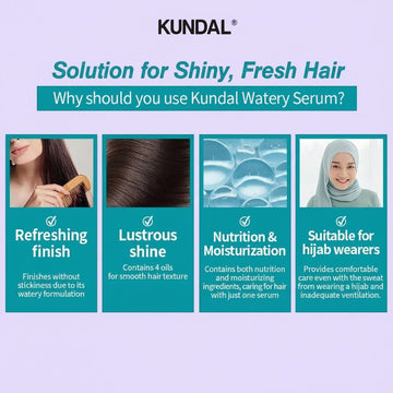 Assemble K - Play .Try .Glow Kundal Refreshing Watery Serum for shiny, fresh hair, with a refreshing finish, lustrous shine, and nutrition & moisturization.