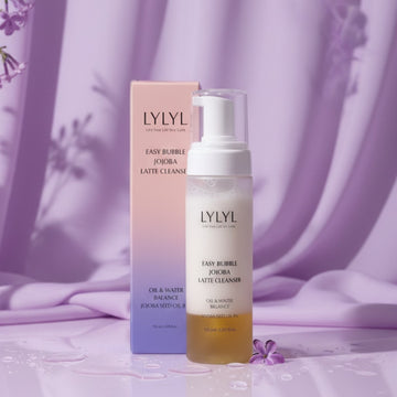 Assemble K - Play .Try .Glow LYLYL Easy Bubble Jojoba Latte Cleanser, a dual-phase oil and foam cleanser with jojoba seed oil.