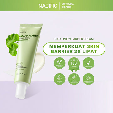 Assemble K - Play .Try .Glow NACIFIC Cica PDRN Barrier Cream tube with soothing green leaves. 50g.