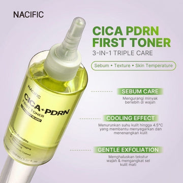 Assemble K - Play .Try .Glow NACIFIC Cica PDRN First Toner bottle with yellow liquid for sebum care and cooling effect
